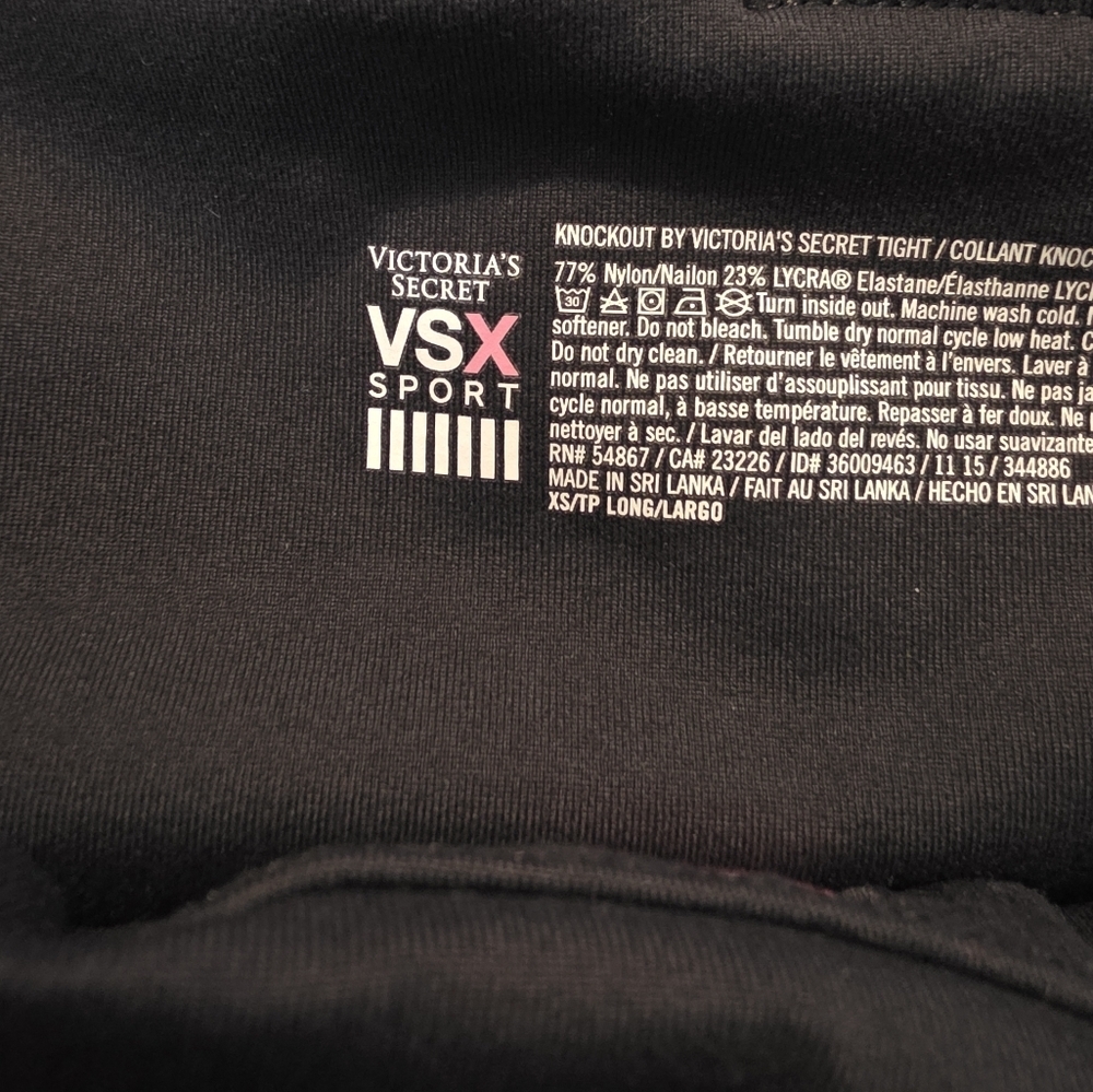 Victoria's Secret Leggings Black and Pink womens Sports Size XS PINK - Picture 5 of 5
